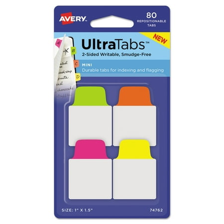 Mini Tarts For Christmas Avery Mini Ultra Tabs, 1 x 1.5, 2-Side Writable, Neon Pink/Yellow/Green, 80 Repositionable Tabs (74762) ()