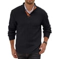 thumbnail image 6 of Colsmile Men's Cable Knit Sweater Stand Collar Quarter Button Pullover Casual Long Sleeve Knitwear, 6 of 9