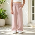 thumbnail image 2 of CONROSES Girls Baggy Pants Wide Leg Casual Pants for Girls Lightweight Solid Elastic Waist Drawstring Athletic Jogger Pants With Pockets, 2 of 4