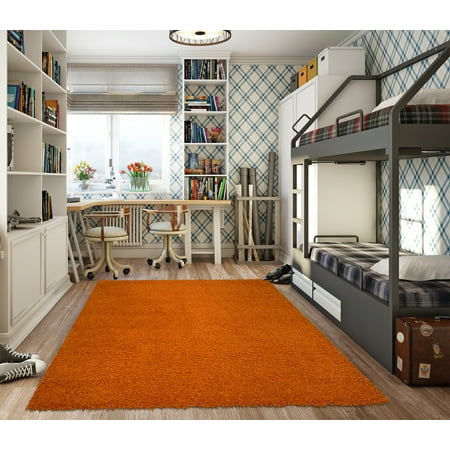 Ottomanson Solid Contemporary Living and Bedroom Soft Shaggy Area and Runner Rugs