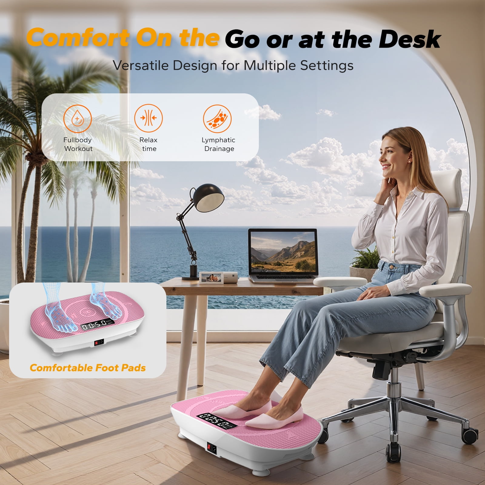 MERACH Compact Vibrating Plate Muscle Toner, Whole Body Vibration Plate Exercise Machine with Remote Control