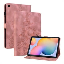 FJLBDE Case for Samsung Galaxy Tab S6 Lite 10.4 Inch 2024/2022/2020, Embossed Flower PU Leather Flip Wallet Folio Stand Cover, Pink