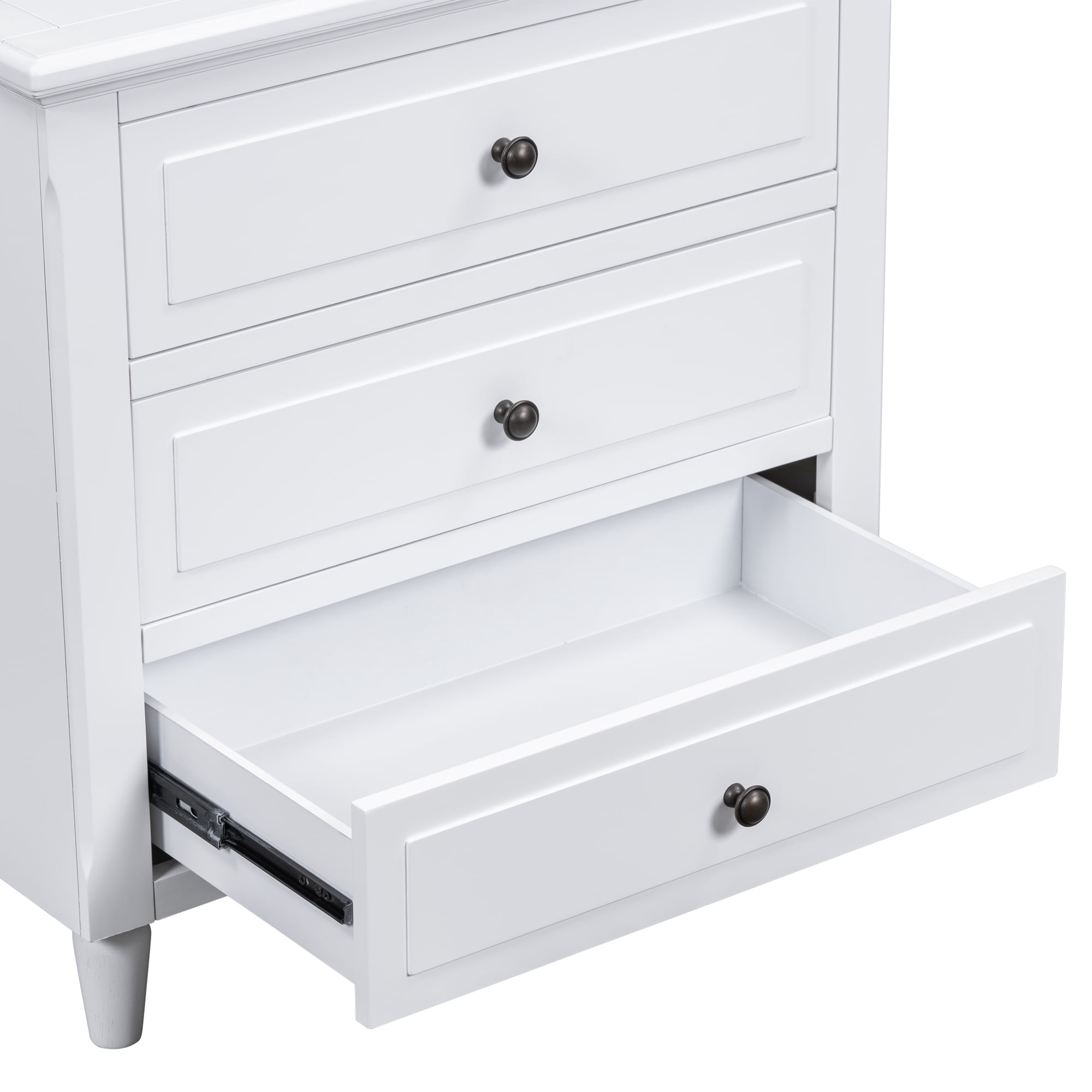 3 Drawer Nightstand,28" H Bedside Cabinet with Metal Handle,Modern Sofa Side Table with Rubber Legs for Bedroom Sofa Couch Office,White