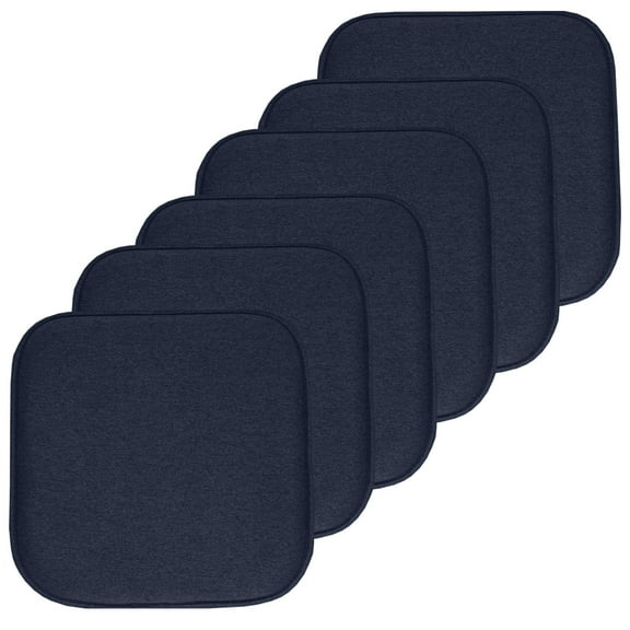 Charlotte Jacquard Cover Memory Foam Chair Pads 6 Pack Navy
