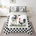 thumbnail image 3 of Manfei Farm Cow Rooster 7-Piece Twin Bedding,Minimalist Checkered Bedding Comforter Set,White Black Red, 3 of 6