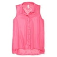 thumbnail image 2 of Aeropostale Womens Sheer Solid Color Chiffon Woven Button Up Shirt, Pink, Juniors, Small, 2 of 2