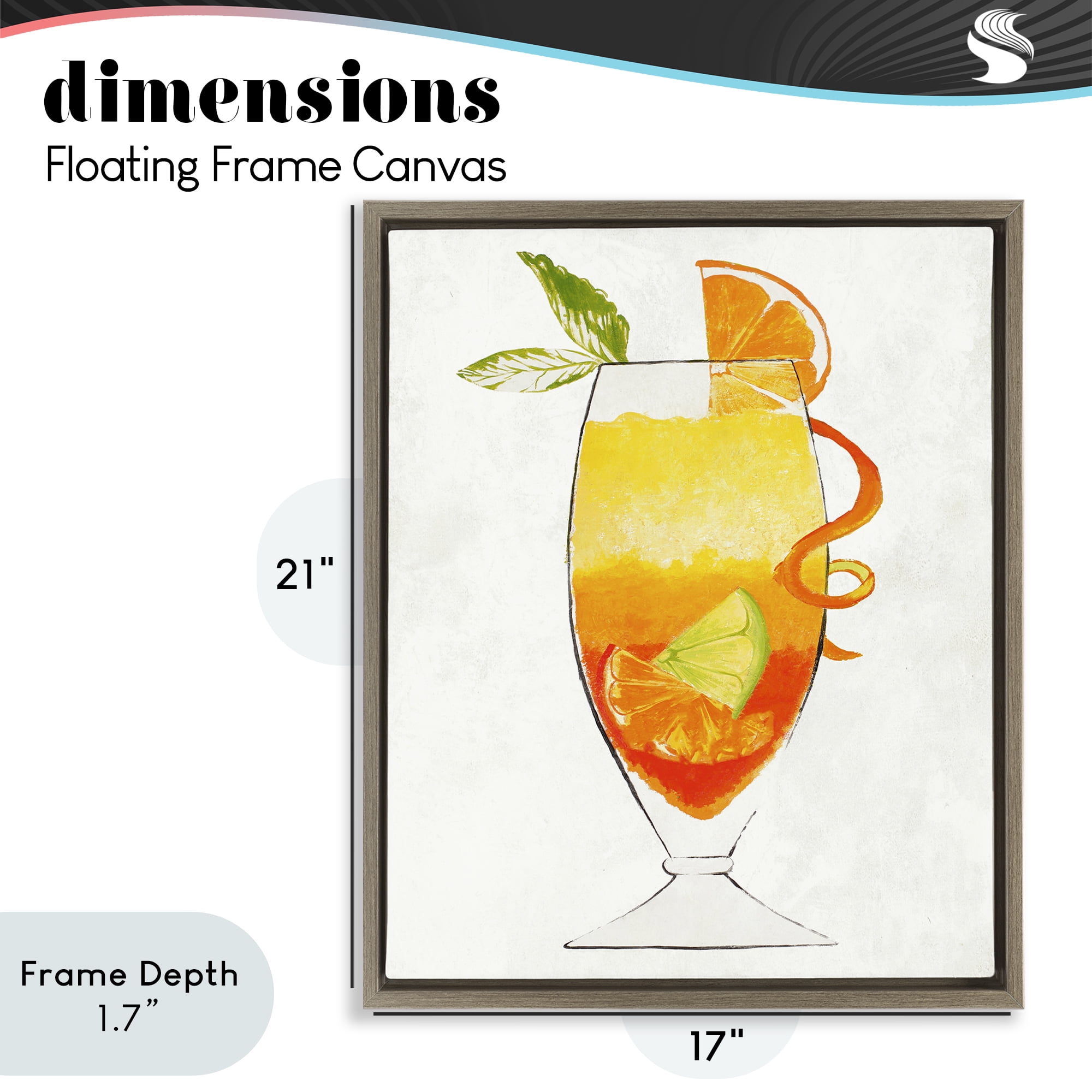 Stupell Industries Summer Cocktail Orange Fruit Brown Framed Floater Canvas Wall Art, design by Lorenzo Collective