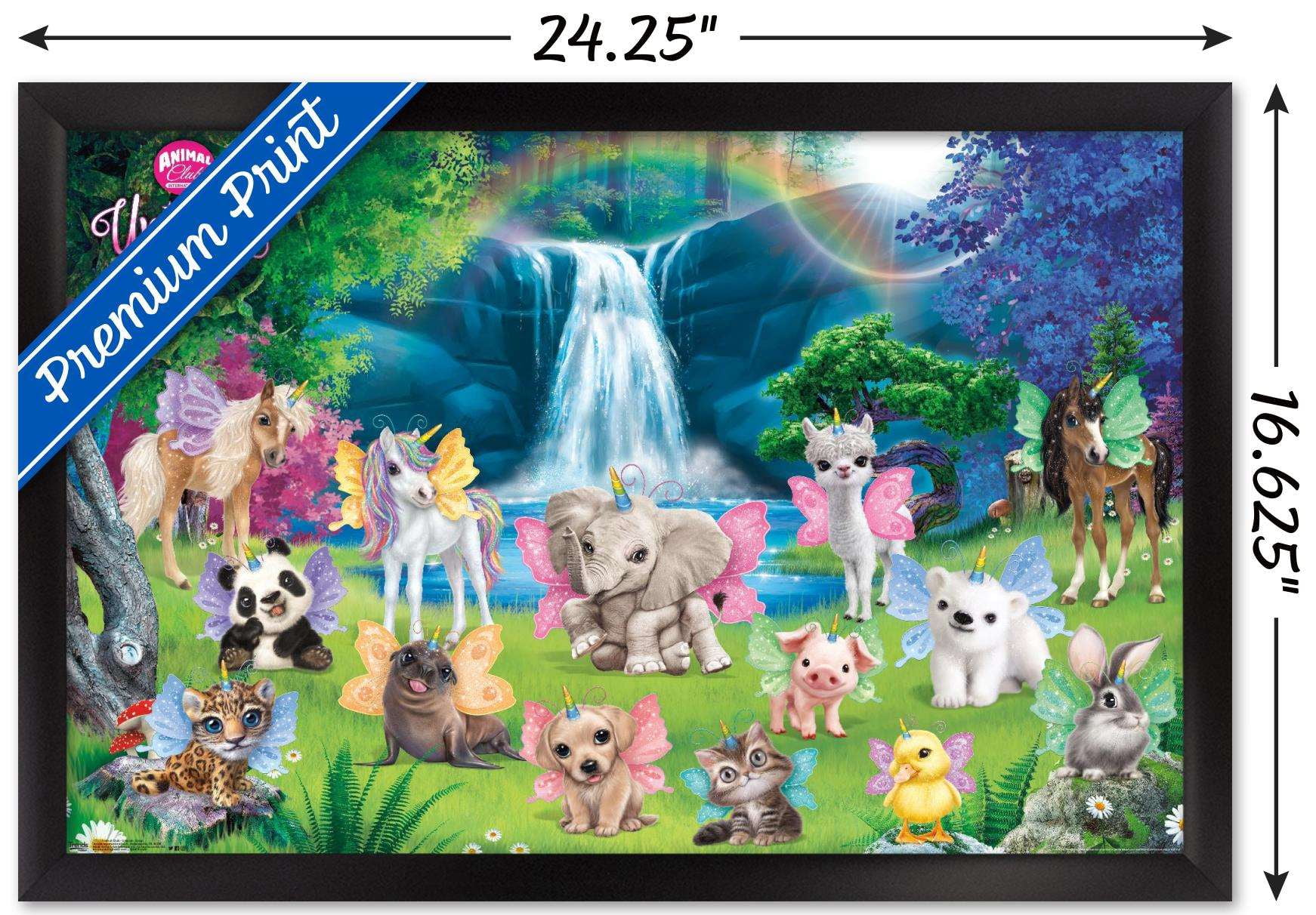 Animal Club - Unicorn Group Wall Poster, 14.725" x 22.375", Framed