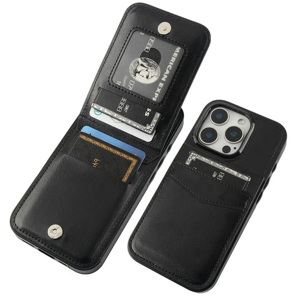 Funda tipo cartera KIHUWEY compatible con iPhone 16 Pro de 6,3 pulgadas, color negro
