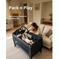 thumbnail image 4 of Pack n Play,Playard with Bassinet Foldble Playpen with Wheels,Changing Table for Newborn to Toddler(Gray), 4 of 14