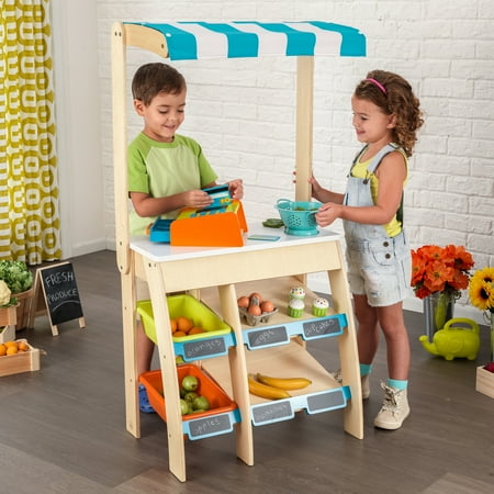 KidKraft Grocery Marketplace Wooden Market Stand with Cash Register | 53017