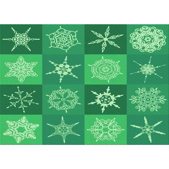 Ahgly Company Indoor Rectangle Patterned Lime Mint Green Area Rugs, 7' x 10'