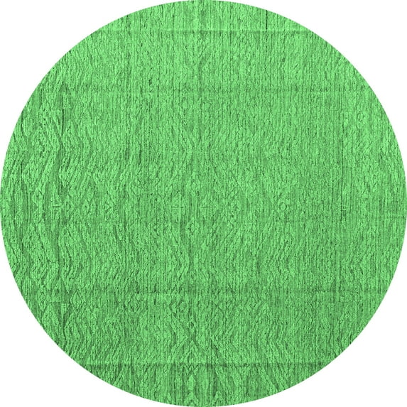 Ahgly Company Indoor Round Abstract Emerald Green Modern Area Rugs, 7' Round