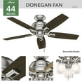 thumbnail image 4 of Hunter - Donegan Indoor Ceiling Fan With Light, 44-inch, Brushed Nickel, Rustic-style, 3-speed WhisperWind Motor, 52230, for living rooms, bedrooms, home offices, kitchens, 4 of 13