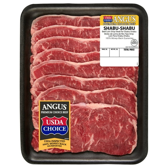 Beef Choice Angus Strip Steak for Shabu-Shabu, 0.86 - 1.45 lb