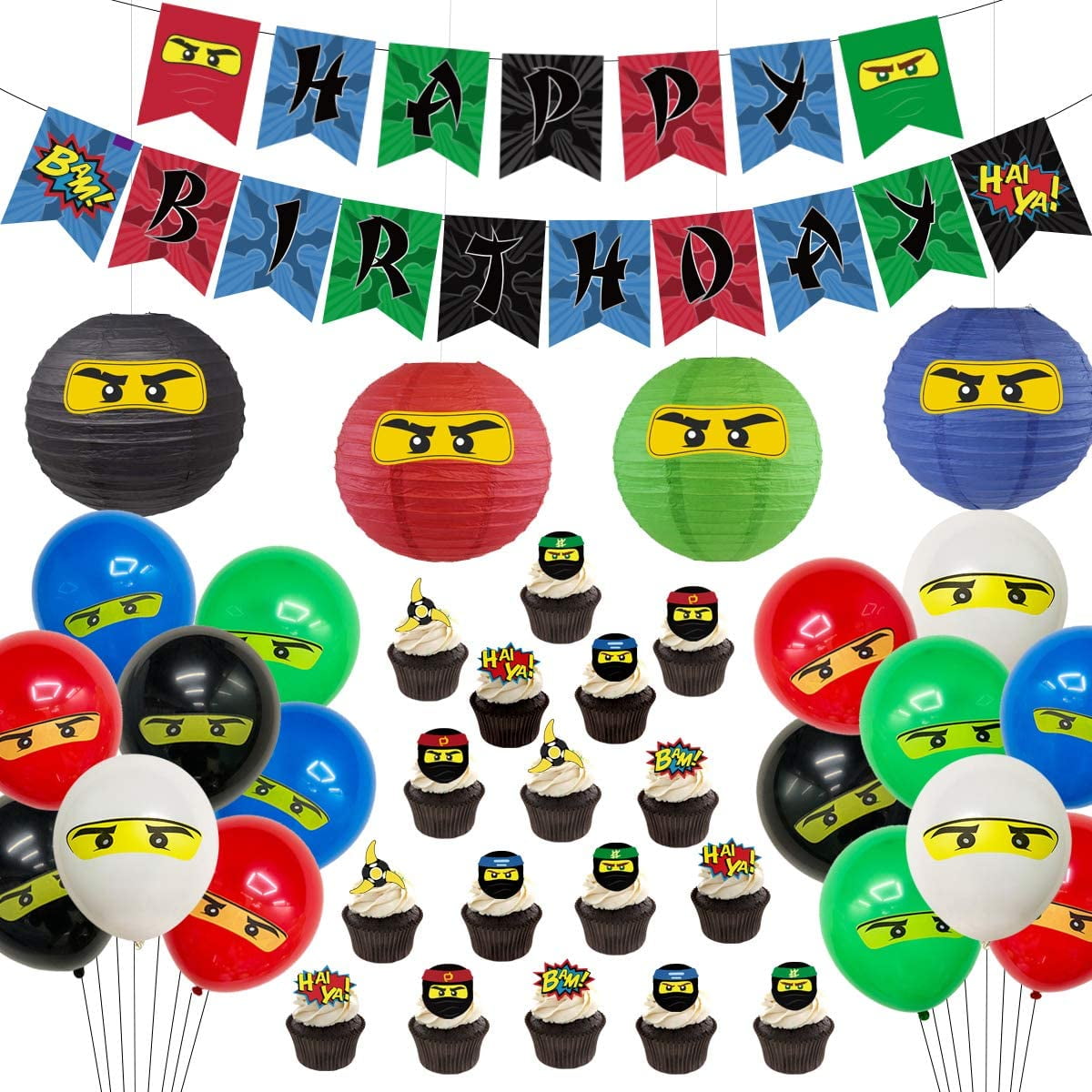 Ninja Birthday Party Supplies Decorations - Ninja Happy Birthday Banner