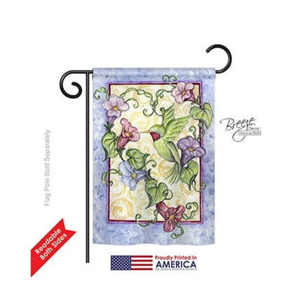 Breeze Decor 55035 Birds Hummingbird with Trumpet Flowers 2-Sided Impression Garden Flag - 13 x 18.5 in.