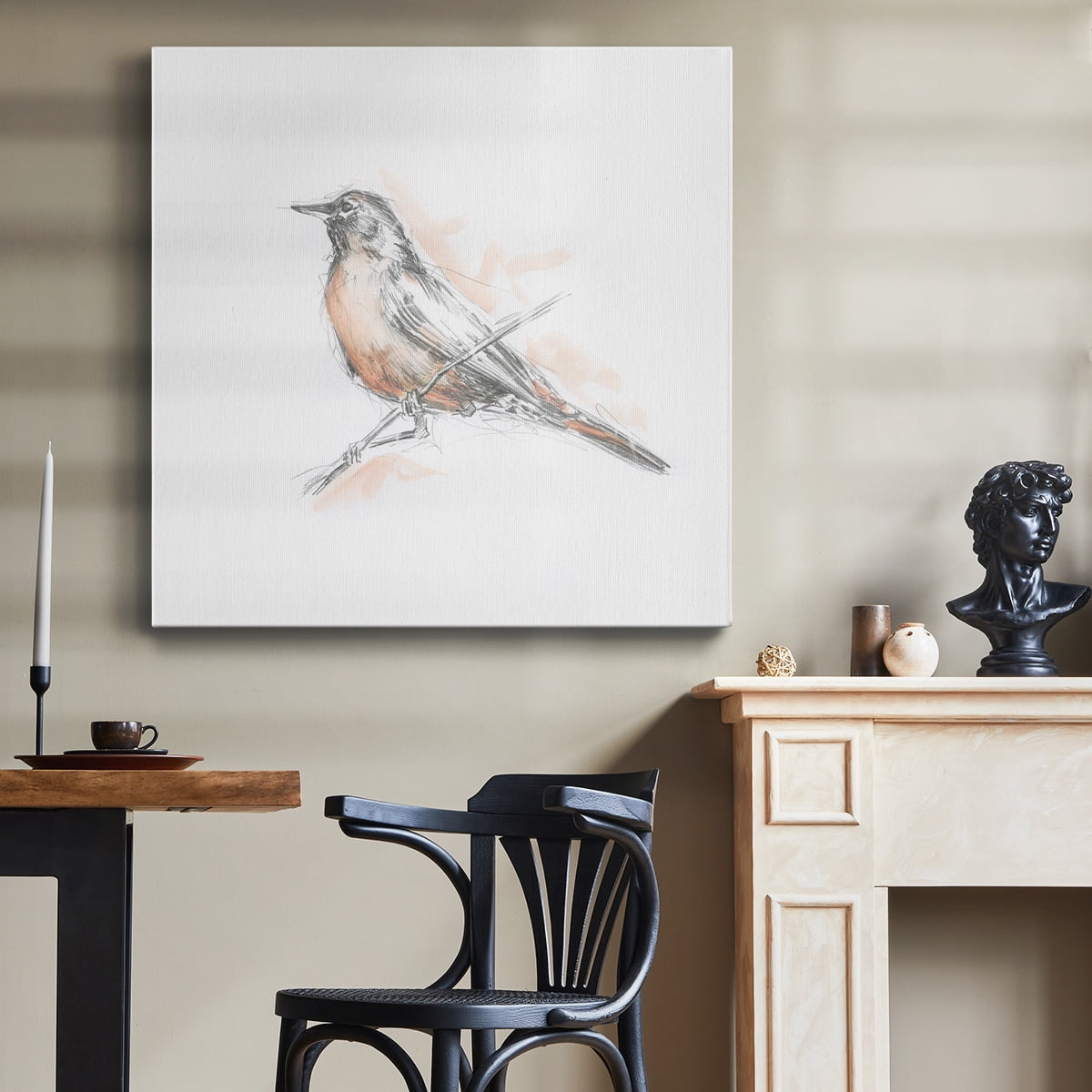 Wexford Home Robin Bird Sketch II-Premium Gallery Wrapped Canvas, 24" x 24" - Ready to Hang