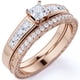 thumbnail image 1 of JeenMata Anillo de Compromiso Estilo Eduardiano con Banda Engastada en Canal de Moissanita de Corte Princesa de 1,75 Uds Engaste Nupcial en Oro Rosa de 18 K sobre Plata, 1 of 6