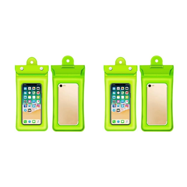 tamizeot Phone Waterproof Bag 3-layer Sealed Universal Solid Screen Outdoor Seaside Swimming Pool Pouch Accessories Green 2Set
