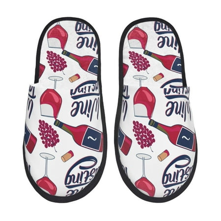 

Tideii Red Wine Glass Bottle for Home Indoor Cotton Slippers Autumn and Winter EVA Plush Slippers Household Supplies Unisex-Medium