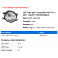 thumbnail image 2 of Left Fog Light - Compatible with 2011 - 2013 CT200h Hatchback 2012, 2 of 2
