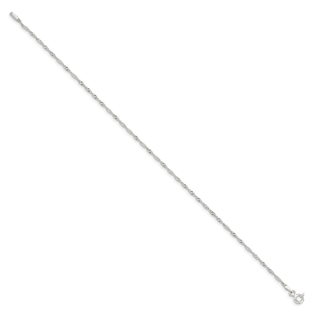 Auriga Fine Jewelry 925 Sterling Silver 1.4mm Singapore Chain Anklet 9inch for Women