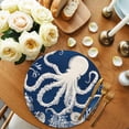 thumbnail image 2 of Beige Octopus Coastal Round 15 Inch Placemats Set of 6, Navy Blue Nautical Ocean Coral HeatResistant Non Slip Place Mats for Dining Table, Wipeable Braided Kitchen Table Mats for Housewarming, 2 of 9