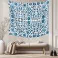 thumbnail image 5 of Blue Boho Tapestry for Bedroom Wall Hanging Tapestry, Ethnic Tribal Floral Abstract Art Aesthetics Ceiling Backdrop Tapestries Poster Blanket Wall Decor for Teens Room Living Room Dorm 59" x 79", 5 of 8