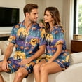 thumbnail image 5 of Mens Allover Halloween Graphic Sleepwear Set Turn Down Collar Pocket Front Shirt And Loose Lounge Shorts, 5 of 7