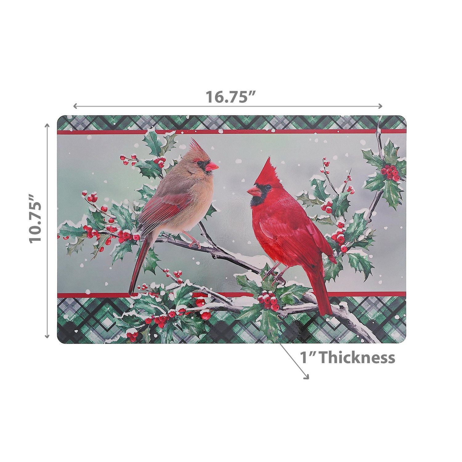 Christmas Plastic Placemat Cardinal Couple - Set of 12