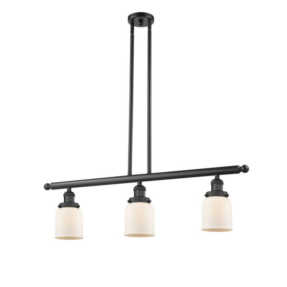 Innovations 213-BK-G51-LED Small Bell 3 Light Island Light part of the Franklin Restoration Collection, Matte Black