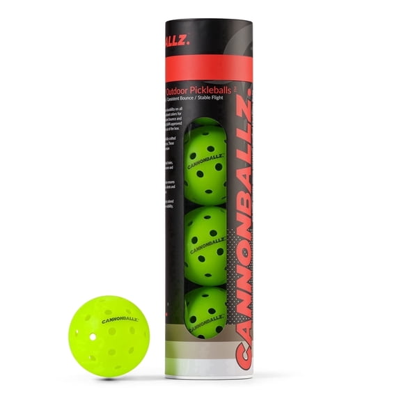 Mint Sport Cannonballz Outdoor Pickleball Balls – Durable 40 Hole Seamless Pickleballs, USAPA Approved Tournament Pickleball Balls Outdoor for Training, Competition and Outdoors Play (4 Pack)
