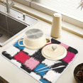 thumbnail image 2 of Yayeee Dish Drying Mat for Kitchen Counter 16" x 18" Microfiber Super Absorbent Coffee Decorative Pad, White Checkered Pattern, 2 of 9