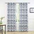 thumbnail image 2 of DriftAway Evelyn Thermal Room Darkening Grommet Unlined Window Curtains Ikat Floral Pattern Set of 2 Panels 108"L x 52"W Navy Blue, 2 of 8
