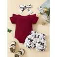 thumbnail image 3 of Bagilaanoe 3pcs Newborn Baby Girl Shorts Set Short Sleeve Romper Tops + Butterfly Shorts + Headband 3M 6M 9M 12M 18M Infant Casual Summer Clothes, 3 of 9