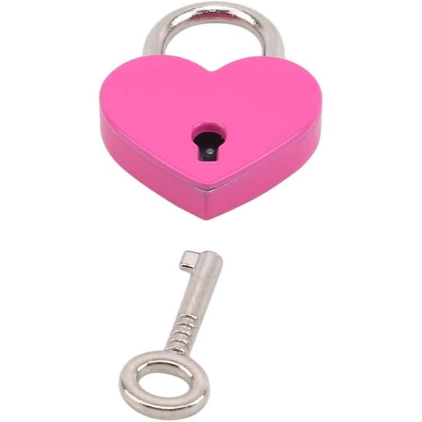 Candado en forma de corazón, rosa rojo, adorable candado de metal pequeño en forma de corazón, mini candado para joyero con llave, casillero para equipaje de viaje, regalo de San Valentín y Navidad