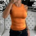 thumbnail image 2 of MIASHUI Women Tank Top Sleeveless Ribbed Basic Shirt Summer Casual Going Out Clothes,Orange,S, 2 of 4