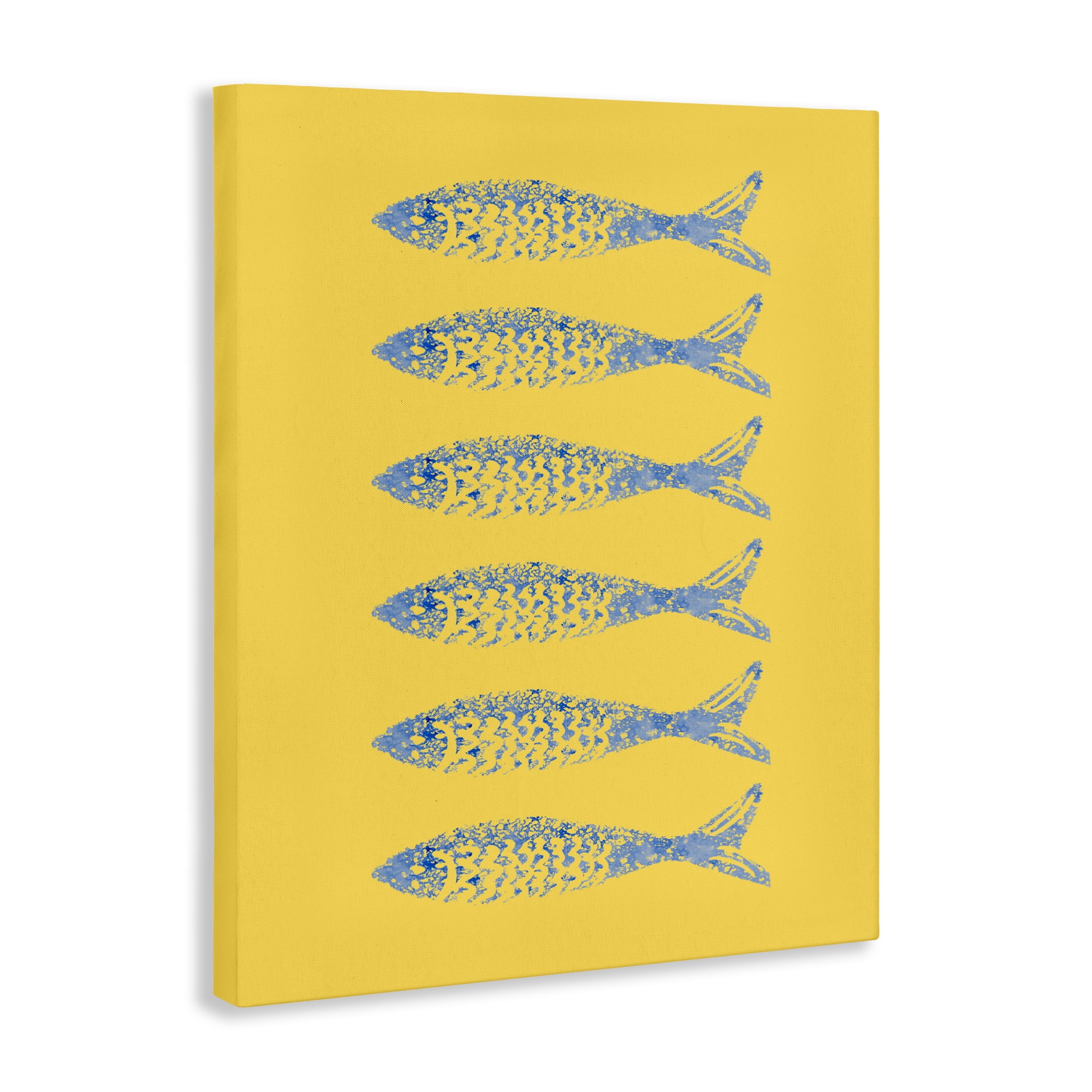 Stupell Industries Sardine Stamps on Yellow Canvas Wall Art, design by Julie DeRice