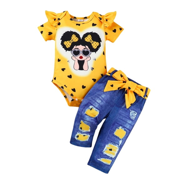 Zshosam Baby Clothes Newborn Baby Girl Clothes Infant Romper Spring Summer Outfits Gifts Bottoms Pant Sets for Girls Size 6 9 Months,(Yellow 6-9 Months)