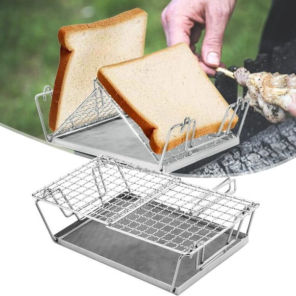 Camping Stove Toaster Foldable Portable Stable Structure 304 Stainless Steel Outdoor Stovetop Toaster Camping Toaster Bread Toaster For Hiking Camping Picnic