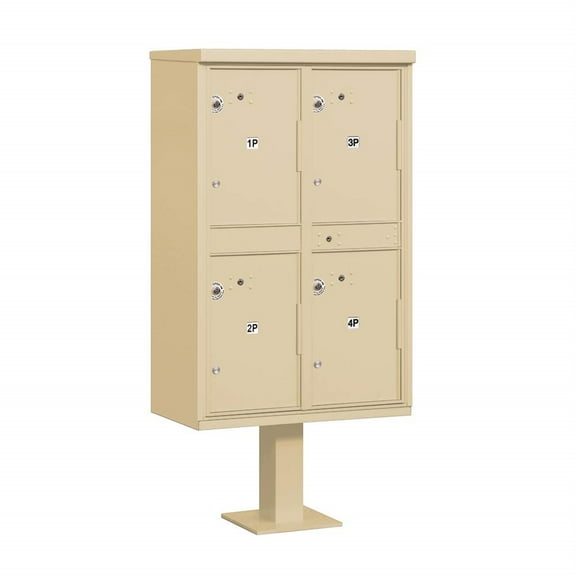 Outdoor Parcel Locker with 4 Compartments in Sandstone with USPS Access Type II