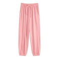 thumbnail image 2 of BOOMILK Women Ice Silk Sweatpants Women Loose Bunched Feet Summer Thin Casual Sanitary Pants Drape Thin Oversized Wide Leg Pink, 2 of 6