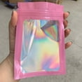 thumbnail image 7 of 100pcs Smell Proof Mylar Bags Resealable Odor Proof Bags Holographic Packaging Pouch Bag Food Jewelry Laser Zip Lock Bag (Black,100pcs Without logo,20x30cm), 7 of 7