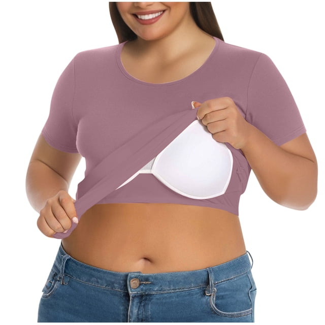 Pijama de poliéster de manga corta para mujer, ropa interior de color sólido, con almohadilla para el pecho, sin aros de acero, talla grande