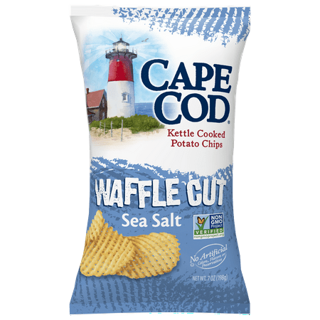 (3 Pack) Cape Cod Kettle Cooked Potato Chips Waffle Cut with Sea Salt, 7.0
