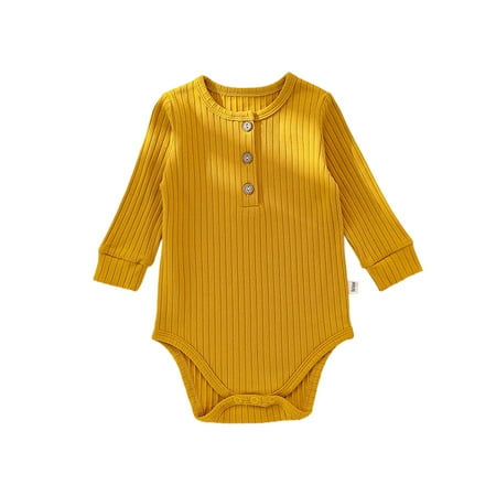 

Avamo Infant Onesies Solid Color Jumpsuit Crew Neck Bodysuit Party Cute Pant Casual Long Sleeve Bodysuits Yellow Bodysuit 73