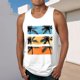thumbnail image 1 of Camiseta sin mangas de cuello redondo para hombre, estampada, informal, deportiva, elástica, de moda, de poliéster., 1 of 5