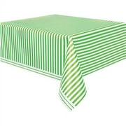 Plastic Green Striped Table Cover, 108" x 54"