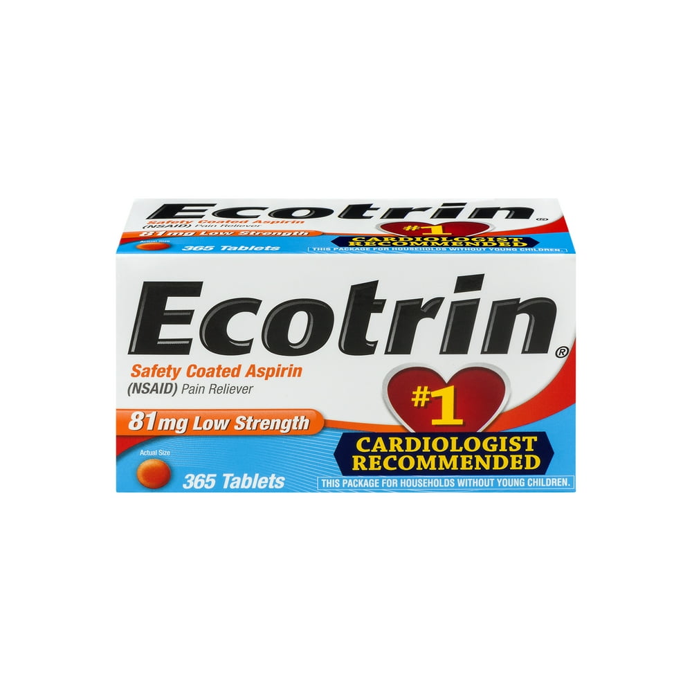 Ecotrin Low Strength Safety Coated Aspirin, NSAID, 81mg, 365 Tablets